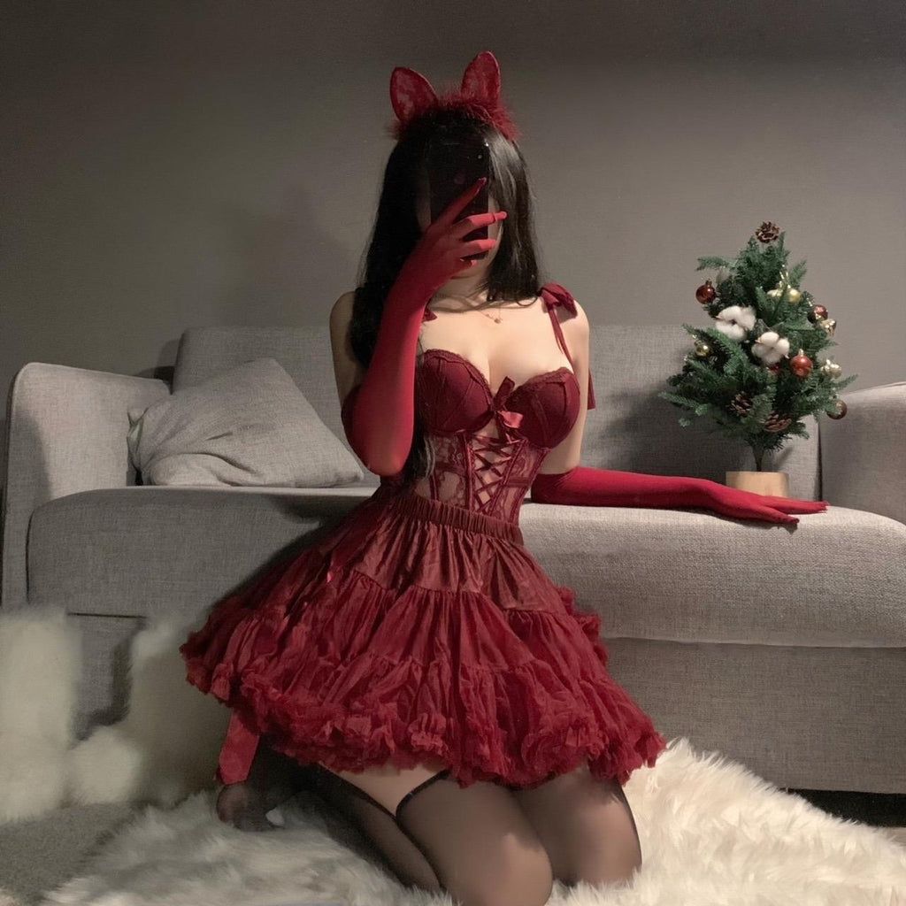 Lilymoonのレースアップチュールメイドコスプレの画像3