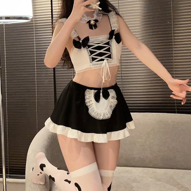 Lilymoonのレースアップリボンメイドコスプレの画像4